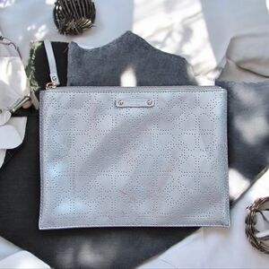 Kate Spade Perforated Spade Silver Wristlet